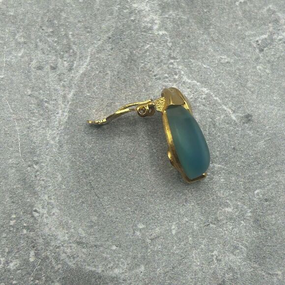 Givenchy 1980 Gold Tone Blue Stone Clip On Earrings Elegant For Womens - Picture 6 of 11
